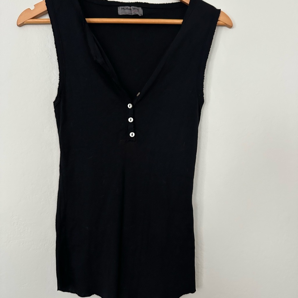 Michael Stars Black Cotton Sleeveless Tank Top